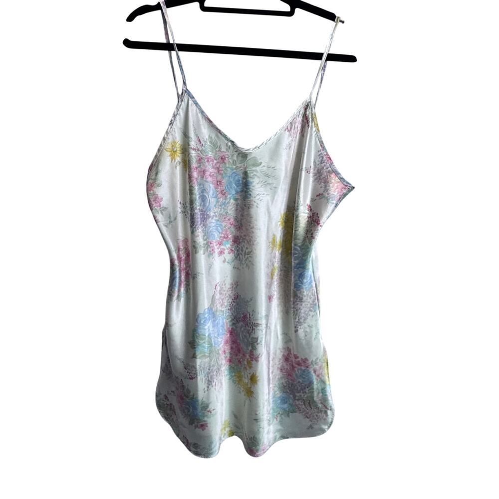 Vintage 90s Coquette Whimsigoth Fairy Grunge Satin Floral Slip Dress  Lingerie M